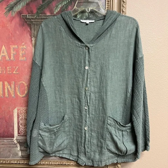 Tempo Paris Linen Blend Hooded Jacket - Picture 1 of 12